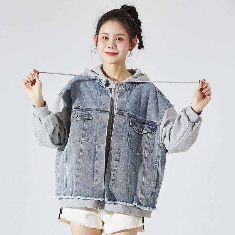 唐狮2022新款春装牛仔女短款牛仔衣 唐狮outlets店短外套