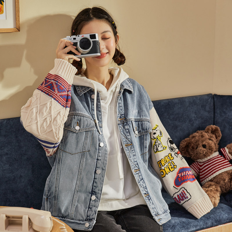 唐狮新款秋装牛仔女士史努比短外套 唐狮outlets店短外套