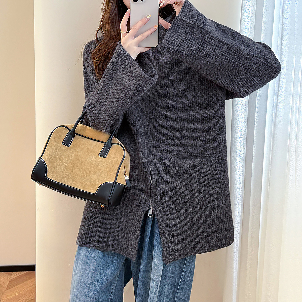 唐狮秋冬季女毛衣高级感简约风连帽开衫外套高级感日常毛线衫tu,淘宝优惠券,粉丝福利购,淘宝优惠卷