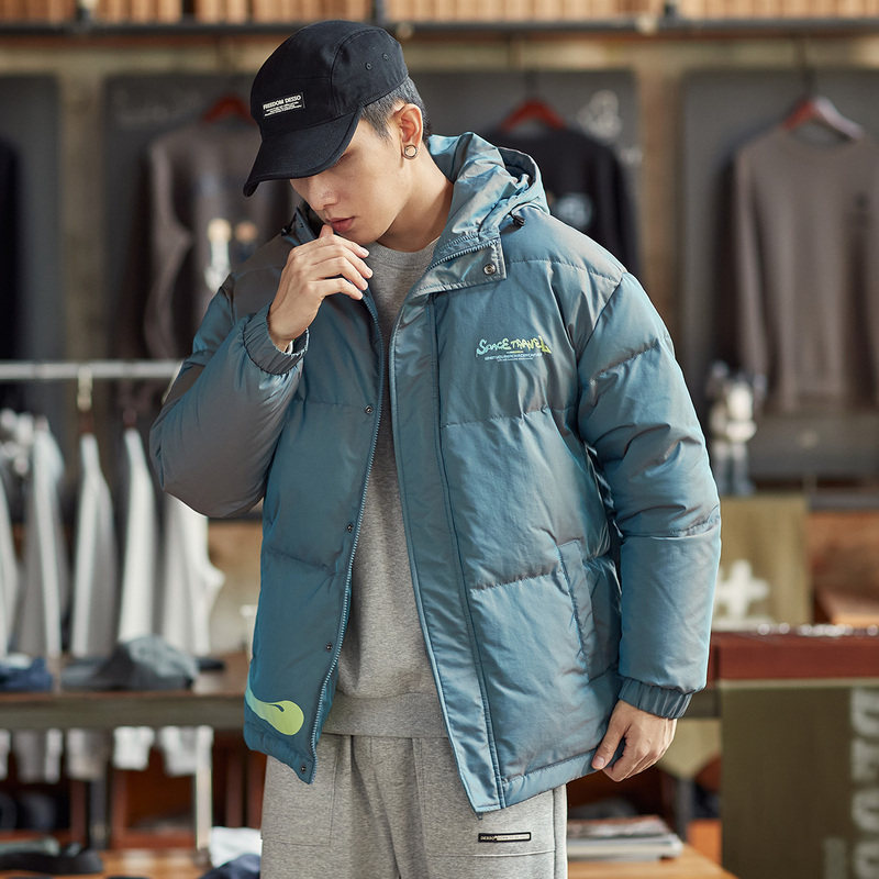 唐狮渐变印花男冬季新款短款羽绒服 唐狮outlets店羽绒服