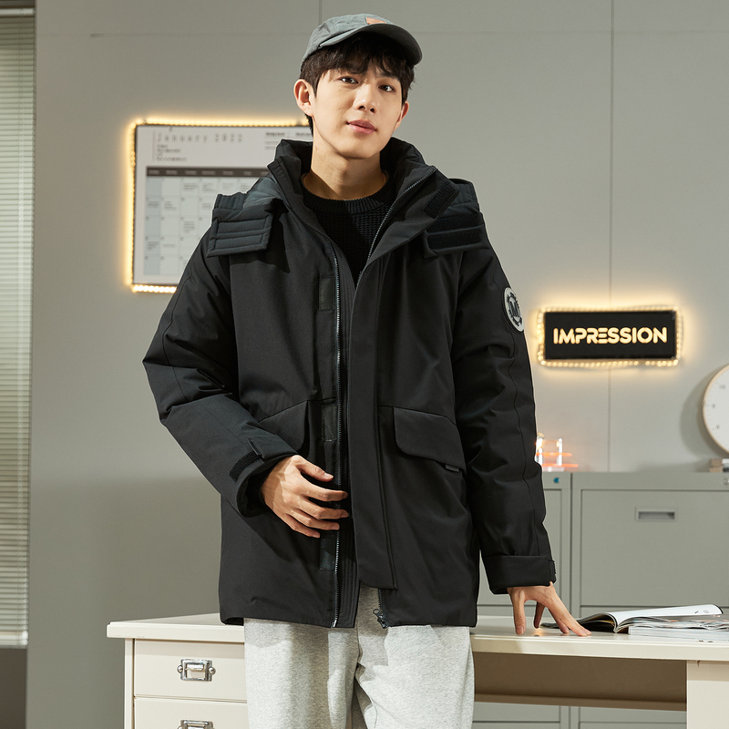 唐狮连帽中长款保暖男新款羽绒服 唐狮outlets店羽绒服