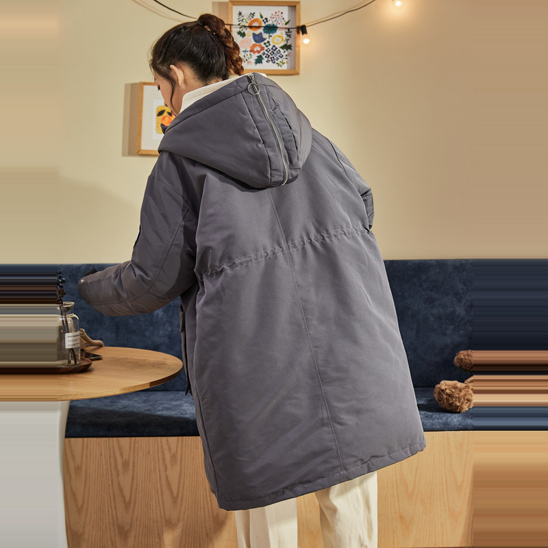 唐狮冬新款中长款bf风派克女羽绒服 唐狮outlets店羽绒服