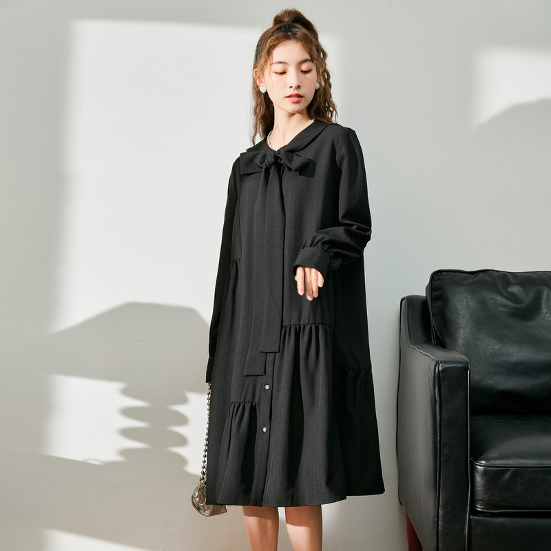 唐狮蝴蝶结连衣裙22春夏宽松裙子 唐狮outlets店连衣裙