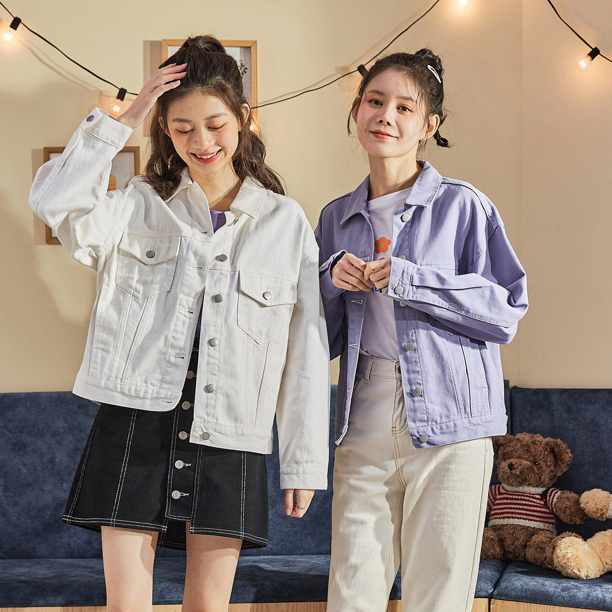 唐狮春秋装新款宽松韩版复古流行潮 唐狮outlets店短外套