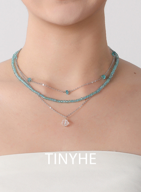 TINYHE米雪天然水晶蓝磷辉项链