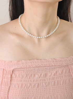 TINYHE925银高级感小众贝珠项链