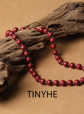 TINYHE米雪天然朱砂项链女秋冬纯银毛衣链2025新款配饰轻奢原创