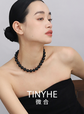 天然黑玛瑙S925银锁骨链女项链