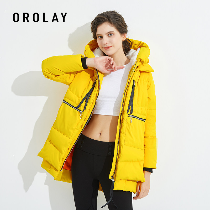 orolay欧绒莱22年冬季中长款羽绒 orolay羽绒服