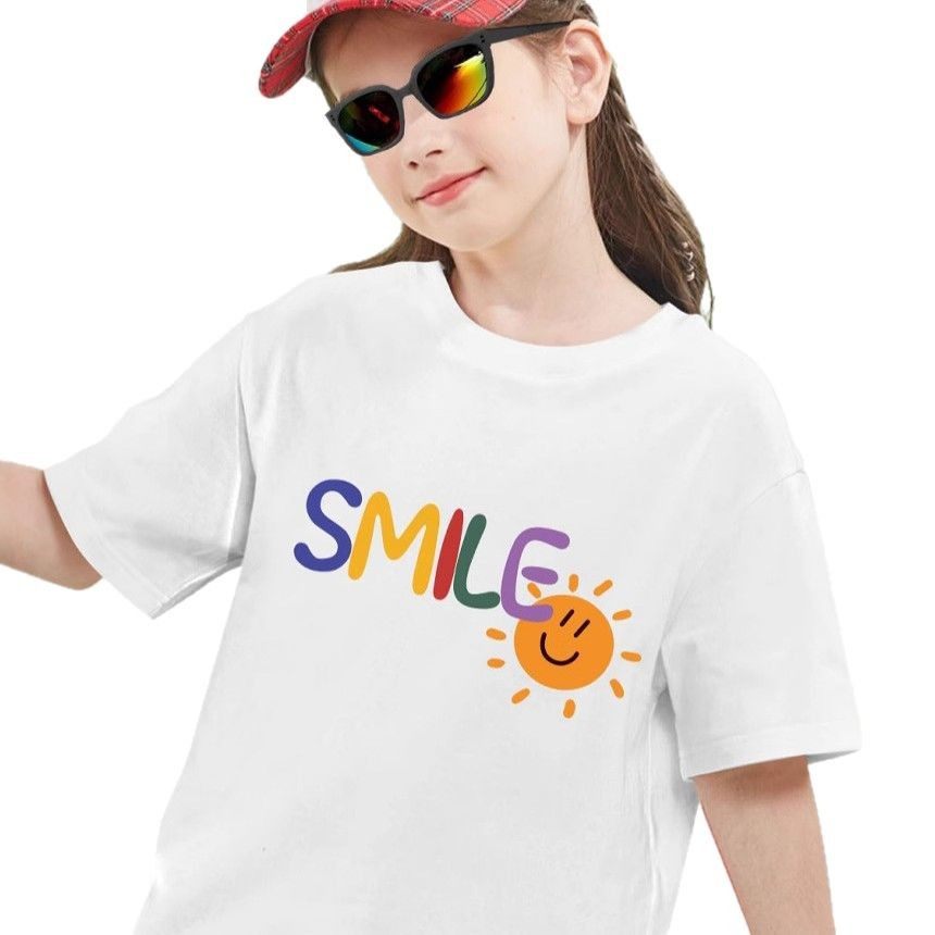 小太阳笑脸夏季短袖儿童t恤一家三四口亲子装纯棉新款男女情侣T恤,淘宝优惠券,粉丝福利购,淘宝优惠卷