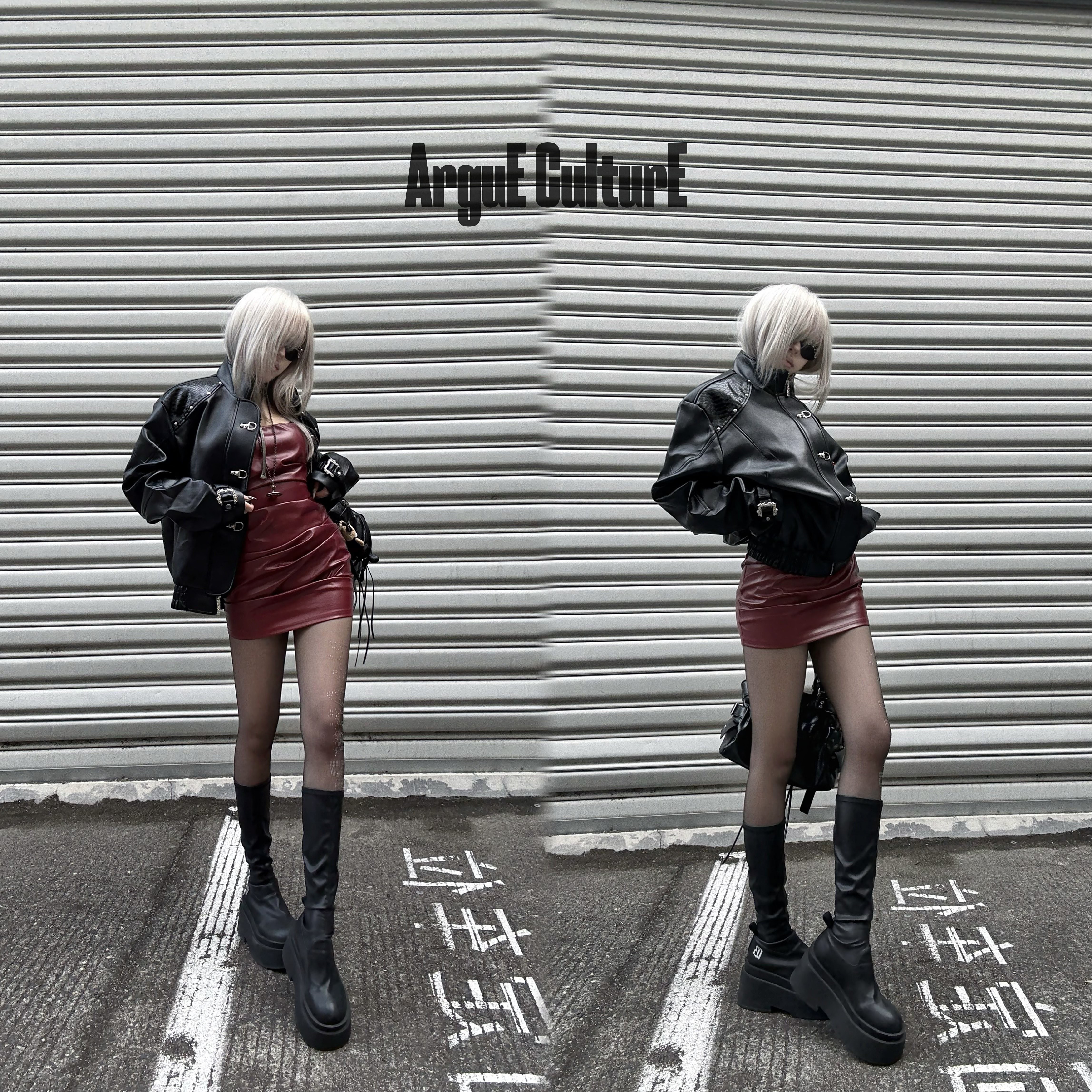 ArguE CulturE恶灵*重磅飞机扣立领蟒蛇纹皮衣宫廷短宽夹克外套