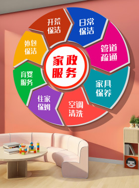 家政服务公司文化墙贴纸家政公司形象墙家政服务标语家政文化墙贴