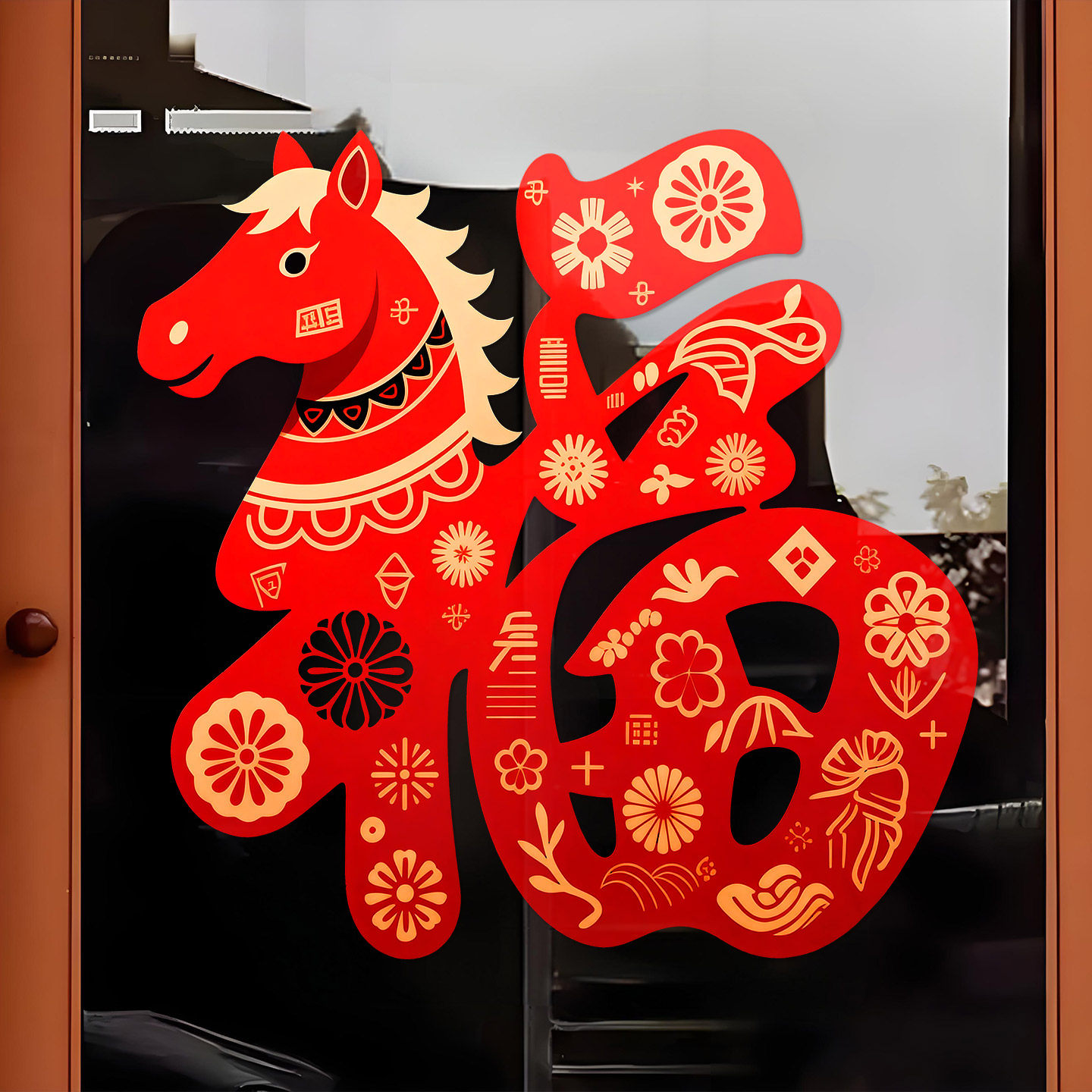 春节窗贴画马年新年福字静电窗花喜庆氛围玻璃门贴纸店铺装饰布置,淘宝优惠券,粉丝福利购,淘宝优惠卷