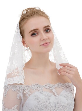 White Bride Lace Hood Headwear Wedding Dress Veil Short Shaw