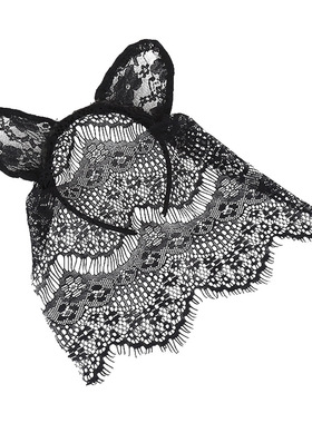 Sexy Black Lace Belt Veil Adult Cat Rabbit Ears Hair Band Ph