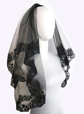 Halloween Black Veil Ghost Bride Veil Gothic Bride Cosplay P