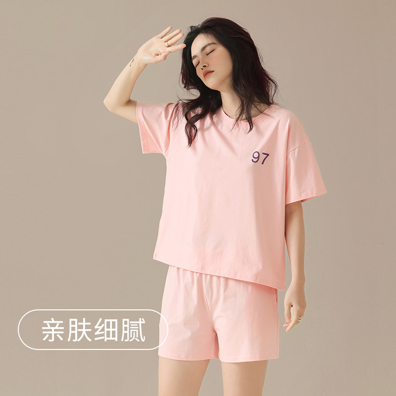 安比斯情侣舒适纯棉夏季男女睡衣 安比斯睡衣/家居服套装