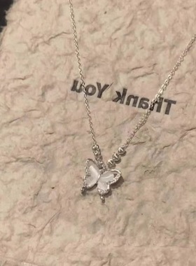 精灵来信~猫眼石蝴蝶项链 女小众设计清冷感锁骨链精致高级感配饰