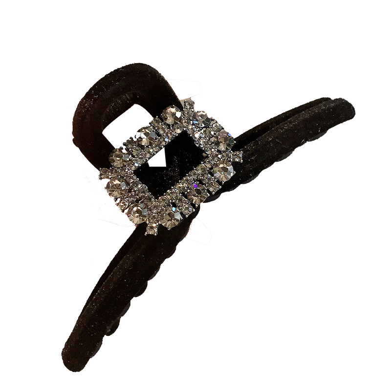 高级感方钻大号抓夹2023年新款丝绒发抓后脑勺盘发鲨鱼夹发卡发饰 - 图3