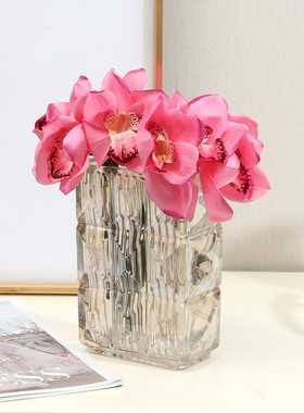 兰桂坊手感保湿蕙兰扎束家居客厅装饰摆件假花盆景手感蝴蝶兰