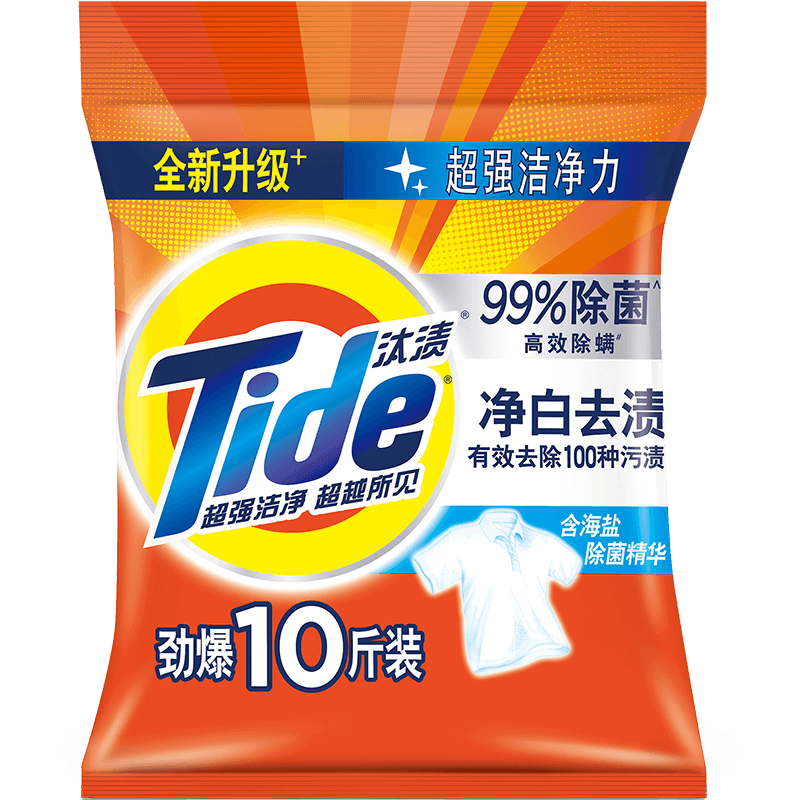 汰渍净白洗衣粉5kg去污去渍无磷深层洁净香味持久大袋家庭实惠装