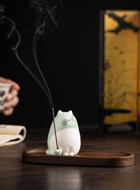 陶瓷故宫猫咪香薰炉摆件家用室内