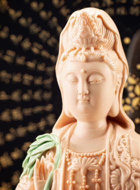 陶瓷净瓶观音家居装饰灯圈摆件