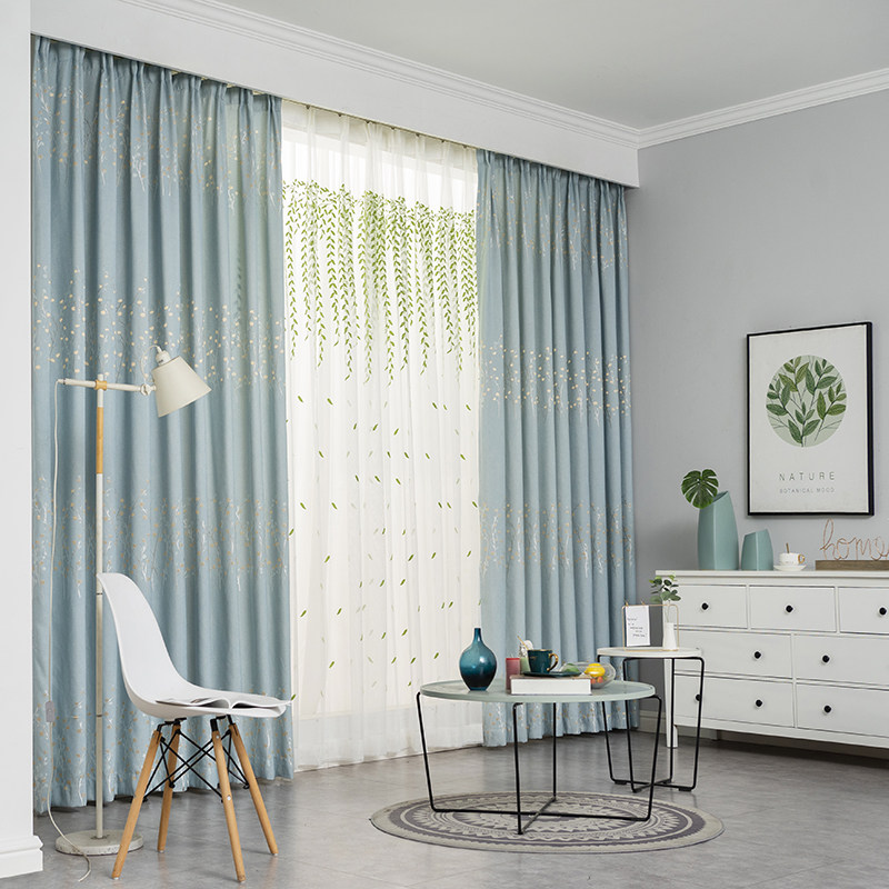 新款柳叶小清新窗纱客厅阳台飘窗落地窗隔断遮挡门帘成品纱帘定制,淘宝优惠券,粉丝福利购,淘宝优惠卷