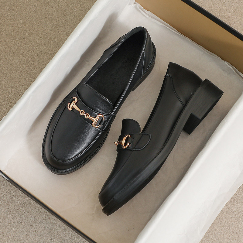 牛皮版~小皮鞋女款秋冬乐福英伦风黑色软底职业平底工作加绒单鞋,淘宝优惠券,粉丝福利购,淘宝优惠卷