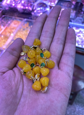 【心想事橙】天然黄玉玛瑙项链手链吊坠桃子耳坠配件玉纯银镶嵌女