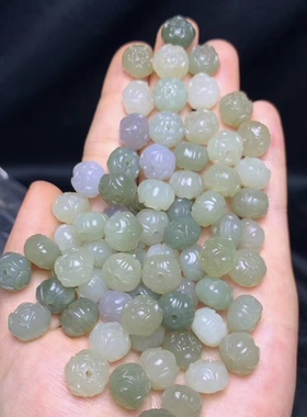 天然和田玉青海料莲花珠吊坠配件手链项链手工编绳编织diy配饰