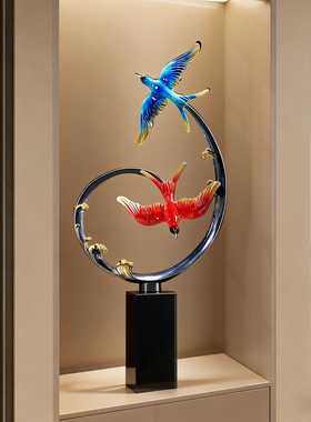 比翼双飞珐琅彩桌面摆件