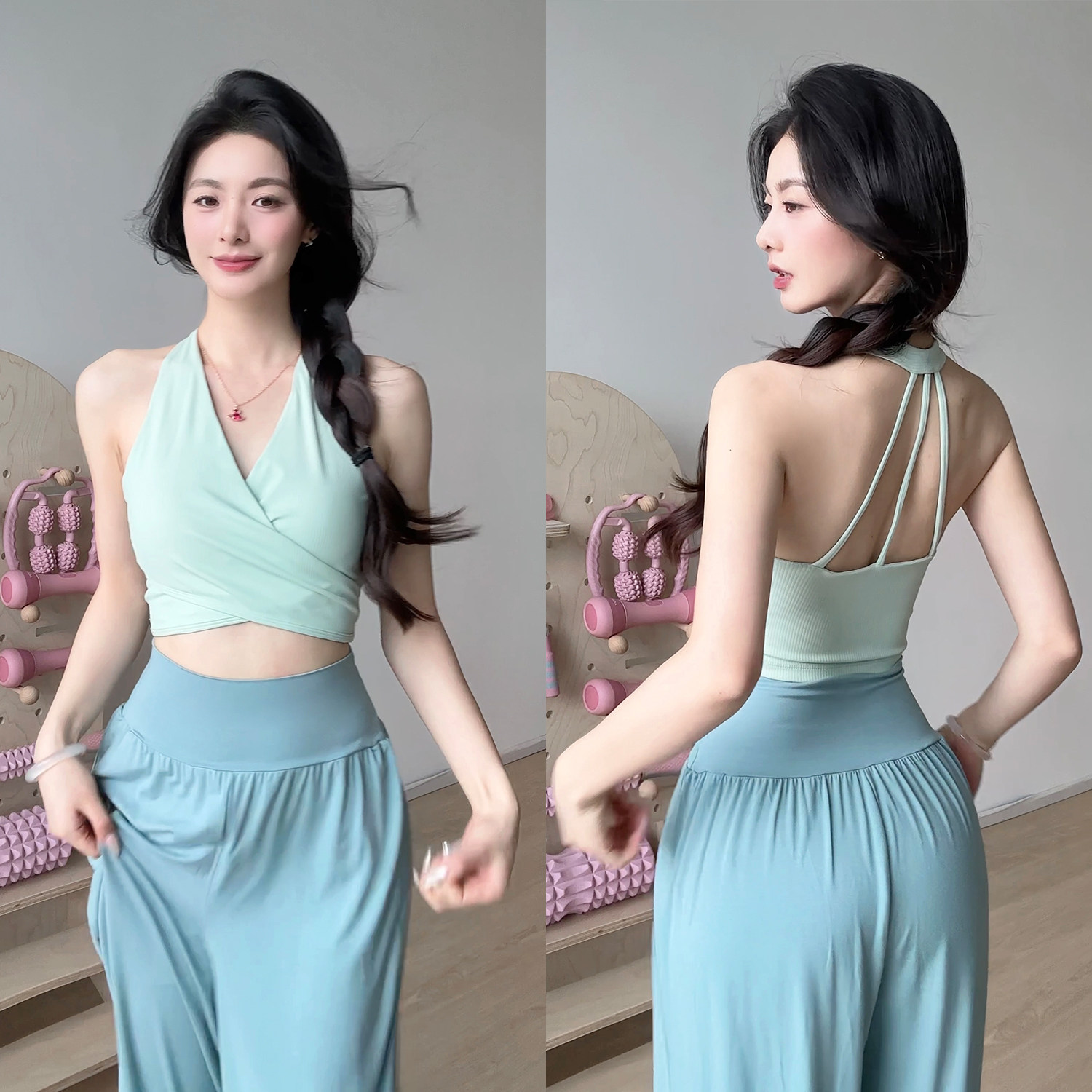 gogoyoga仙气瑜伽服套装女夏季普拉提运动背心高腰休闲垂感阔腿裤,淘宝优惠券,粉丝福利购,淘宝优惠卷