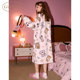 Nutshell pajamas for women winter miiiiichan series all-over printed plus velvet long-sleeved winter nightgown