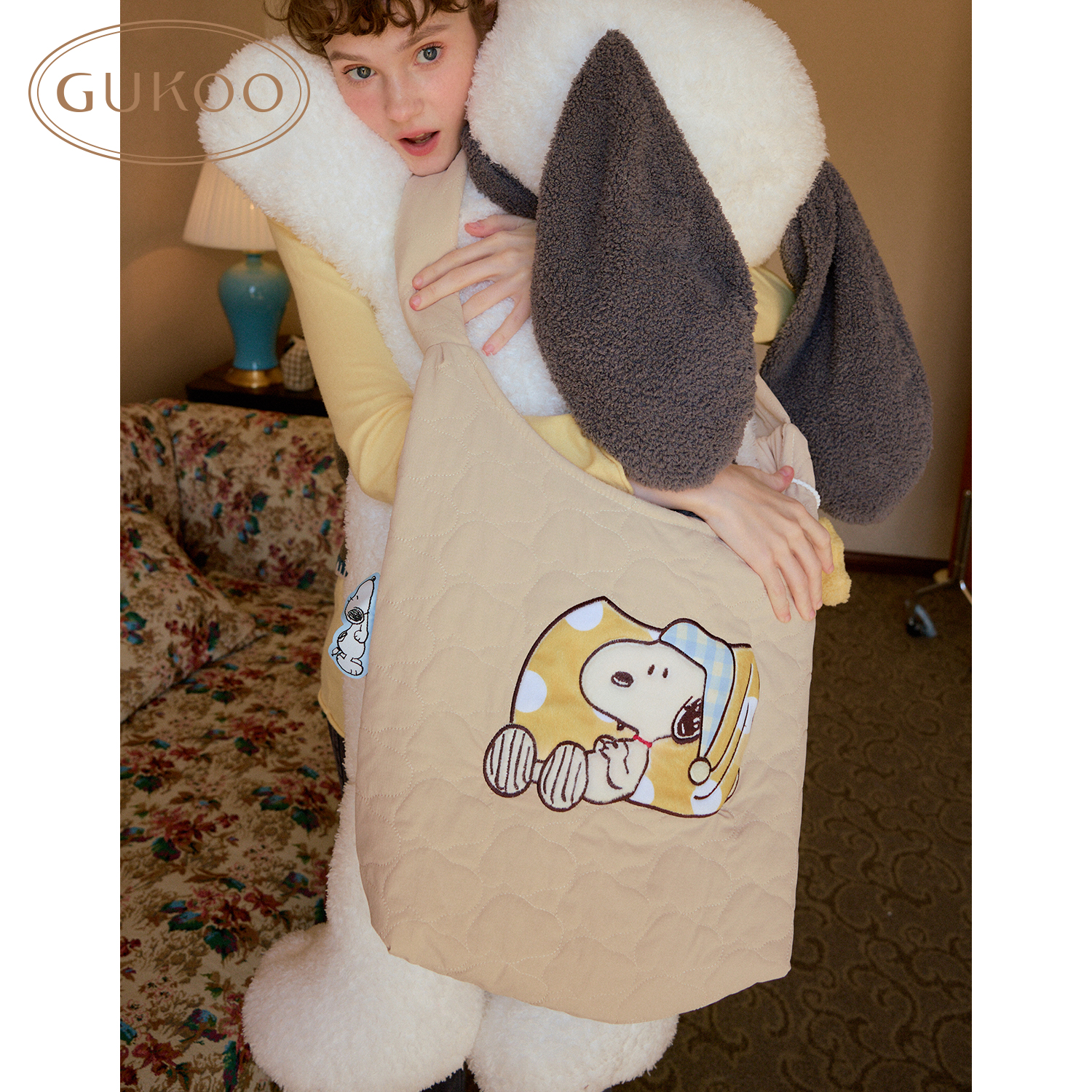 Gukoo/果壳手提包大容量百搭史努比联名休闲托特包通勤单肩包 - 图3