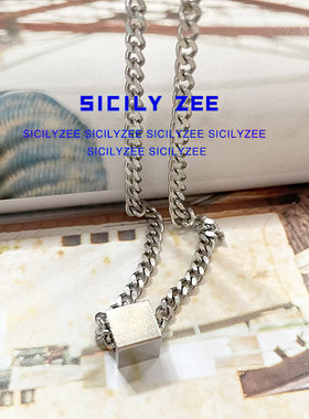 SIZEE细古巴项链男潮钛钢吊坠