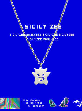 卡通耿鬼精灵项链情侣钛钢不掉色