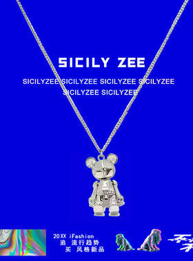 朋克数码小熊卫衣小众穿搭吊坠