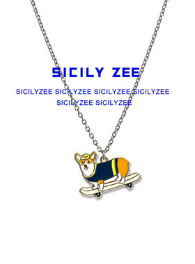 柯基SIZEE卡通滑板卫衣项链