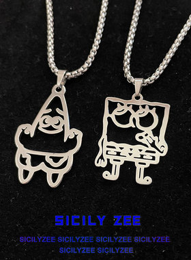 派大星钛钢海绵宝宝切割吊坠链子