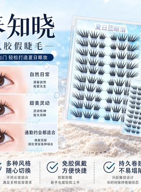 夏日蓝眼泪新品春知晓三折叠装睫毛书自然狐系上镜款14mm假睫毛