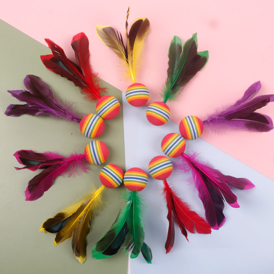 三毛球板羽球大球 高弹三毛球 板羽球拍用球10个装毽子球羽拍球