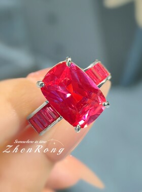 vintage中古风渐变红刚玉蓝尖晶
