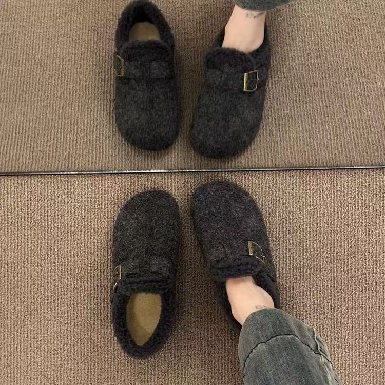 2026年新款毛毛勃肯鞋厚底百搭复古加绒单鞋一脚蹬休闲保暖女鞋,淘宝优惠券,粉丝福利购,淘宝优惠卷