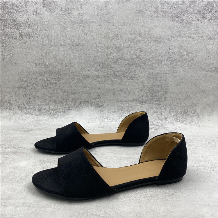 外贸大码2022新款一字型鱼嘴平底单鞋中空露趾百搭软底大码女凉鞋,淘宝优惠券,粉丝福利购,淘宝优惠卷