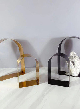 现代简约欧式几何金属拱形门型摆件样板房售楼处软装饰品摆设