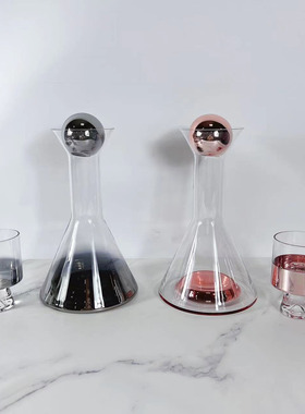 现代简约欧式水晶烟灰色金色酒具酒杯摆件样板房软装饰品