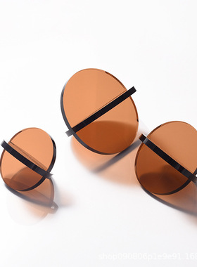 现代简约轻奢十字水晶摆件设计师样板房客厅软装灰色茶色几何饰品