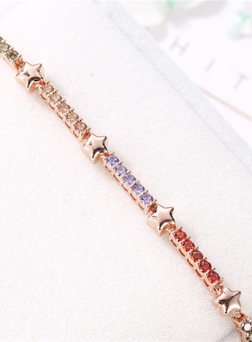 镶钻女士手链欧美风格时尚玫瑰金锆石手链小清新简约手镯