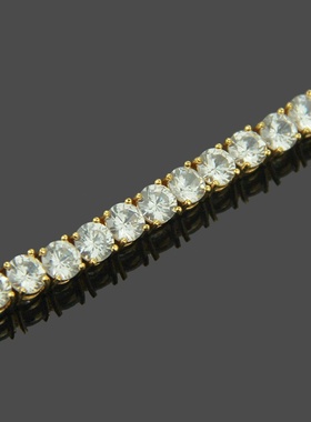 欧美嘻哈单排微镶锆石手链 男士网球链手饰5mm